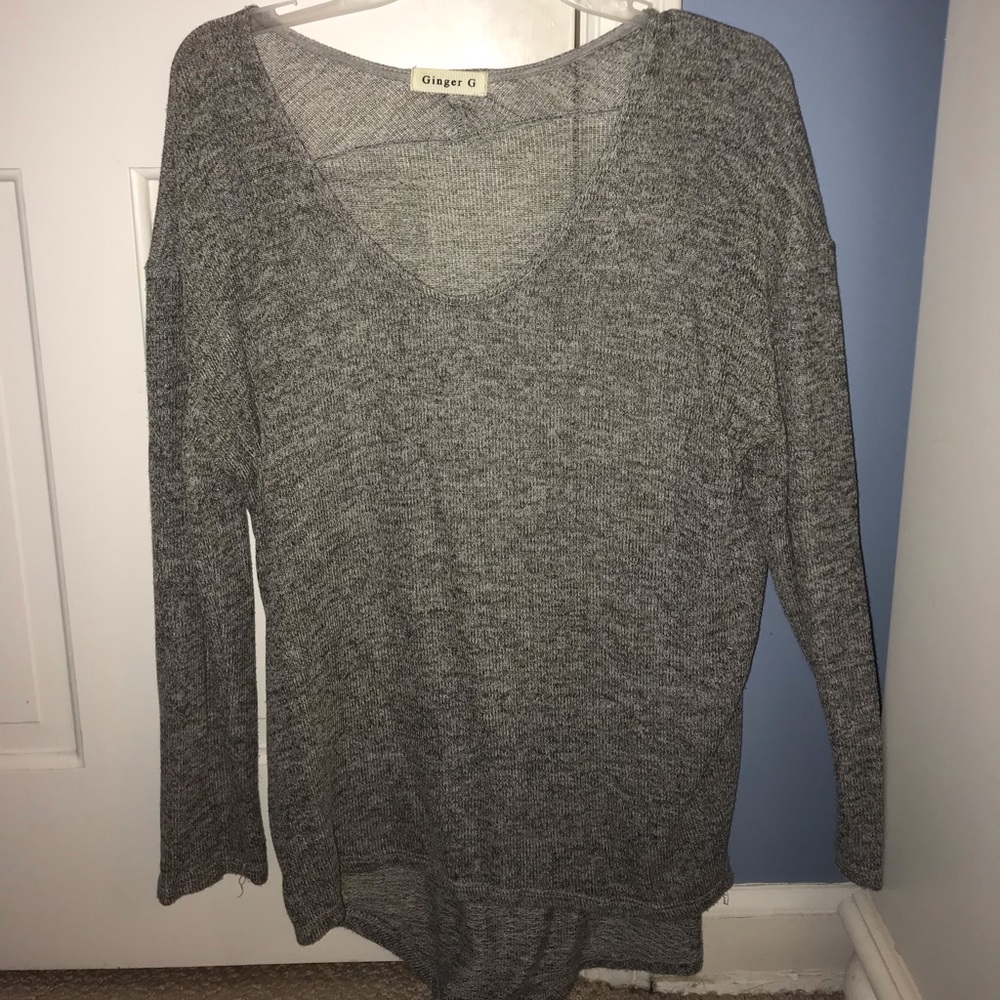 Light gray thin long sleeve.